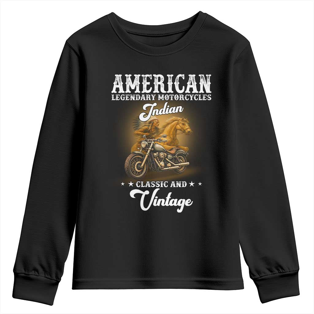 Native American Motorcycle Indian Bikers Club Classic And Vintage Youth Sweatshirt - Wonder Print Shop