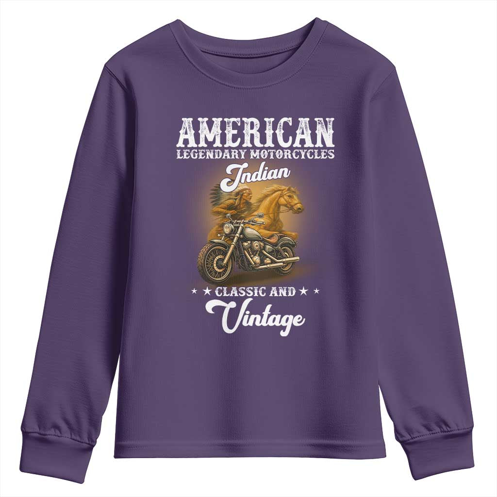 Native American Motorcycle Indian Bikers Club Classic And Vintage Youth Sweatshirt - Wonder Print Shop