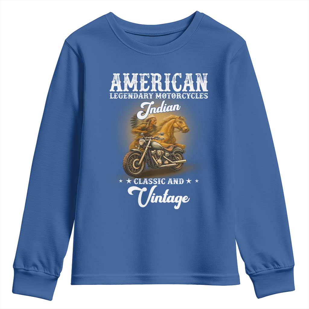 Native American Motorcycle Indian Bikers Club Classic And Vintage Youth Sweatshirt - Wonder Print Shop