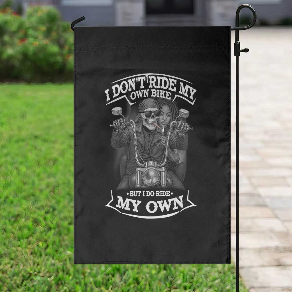 African American Motorcycle Garden Flag Skeleton Biker - Wonder Print Shop