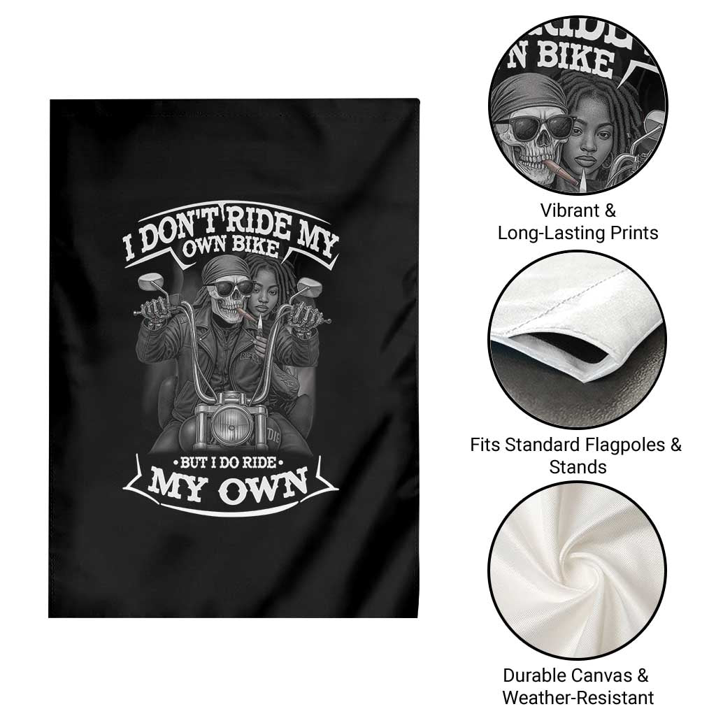 African American Motorcycle Garden Flag Skeleton Biker - Wonder Print Shop