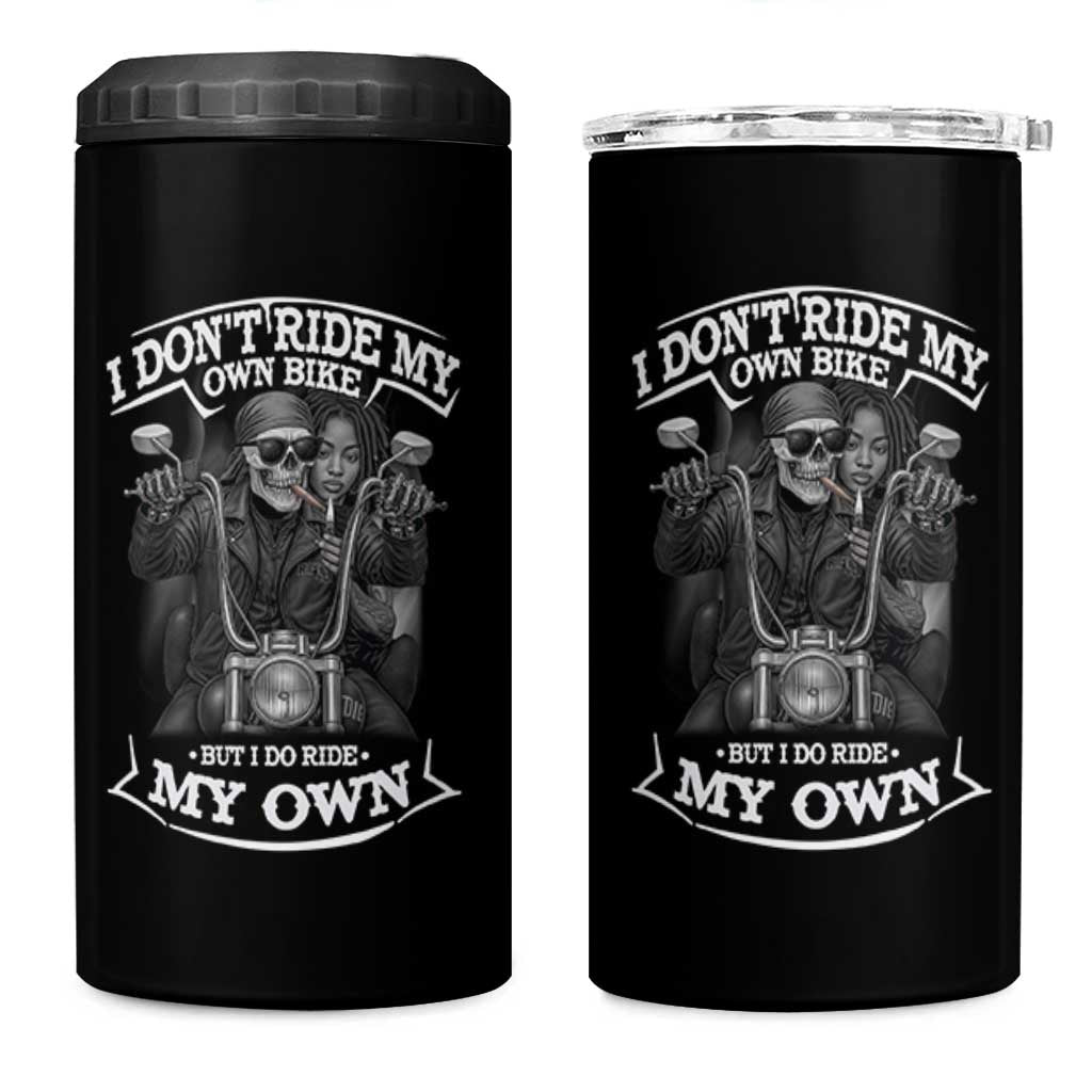 African American Motorcycle 4 in 1 Can Cooler Tumbler Skeleton Biker