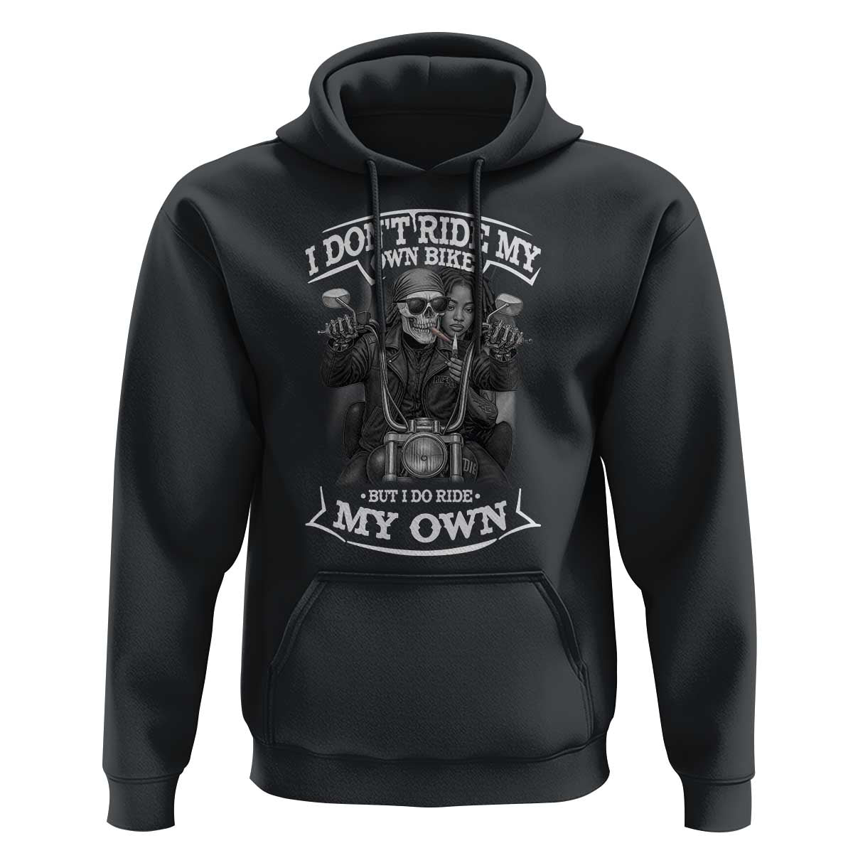 African American Motorcycle Hoodie Skeleton Biker - Wonder Print Shop