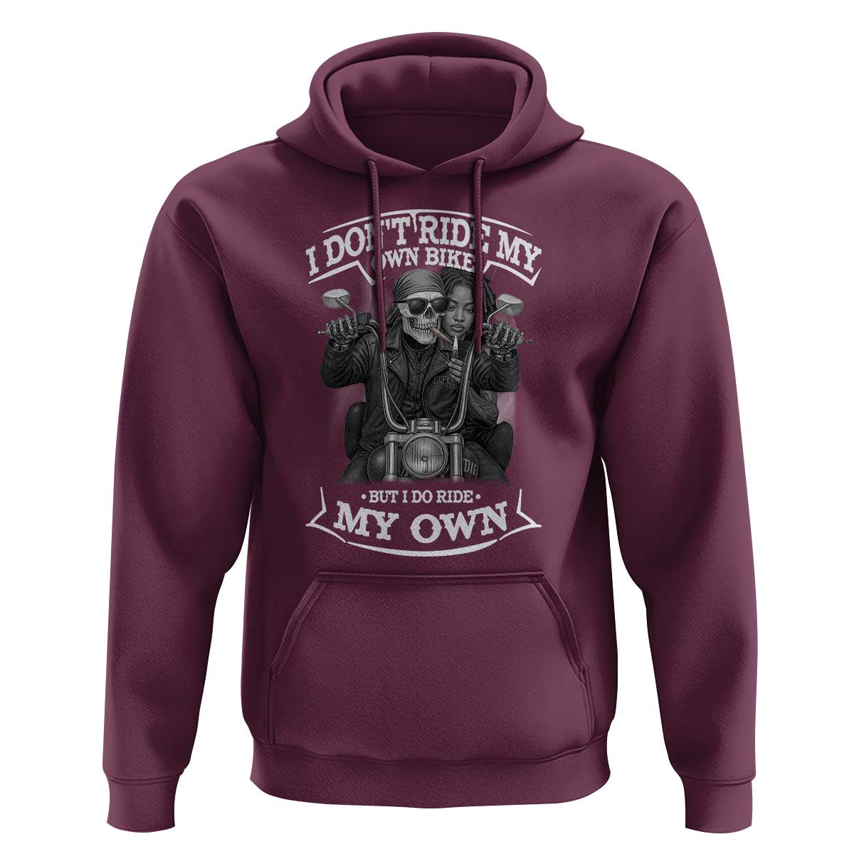African American Motorcycle Hoodie Skeleton Biker - Wonder Print Shop