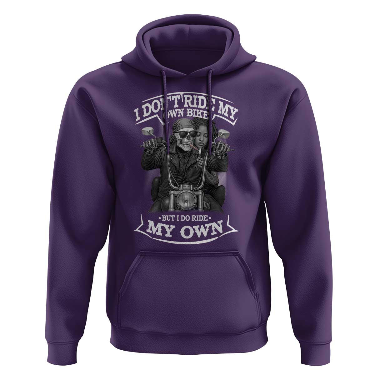 African American Motorcycle Hoodie Skeleton Biker - Wonder Print Shop