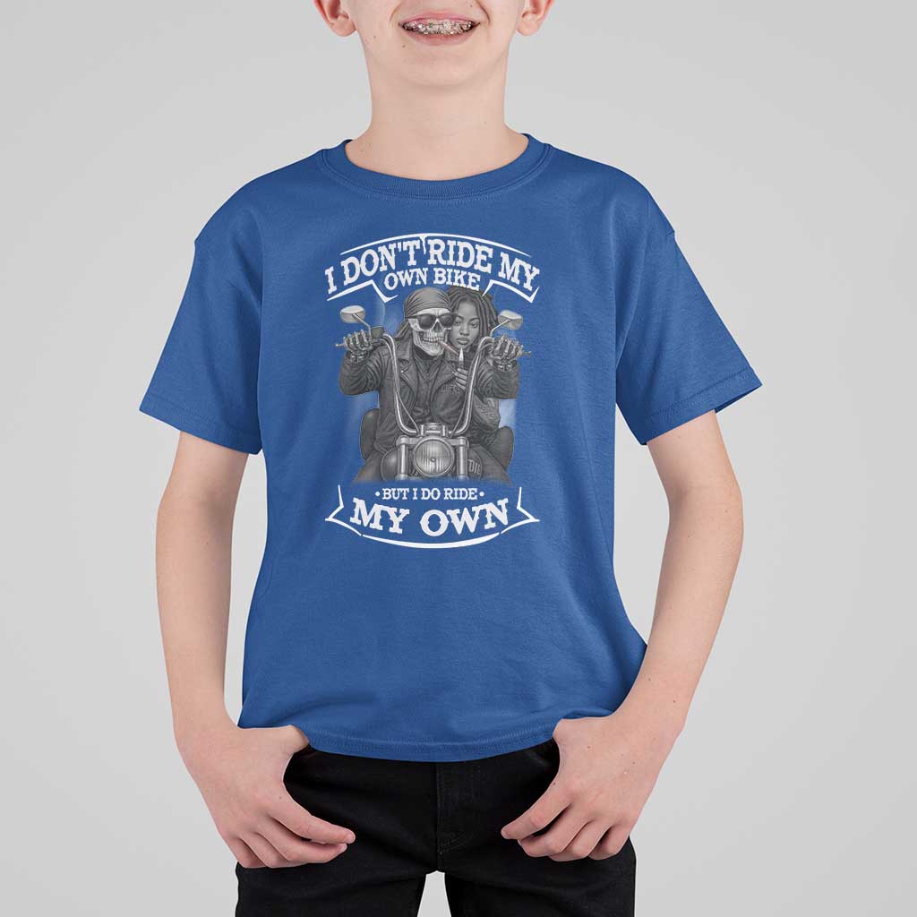 African American Motorcycle T Shirt For Kid Skeleton Biker - Wonder Print Shop