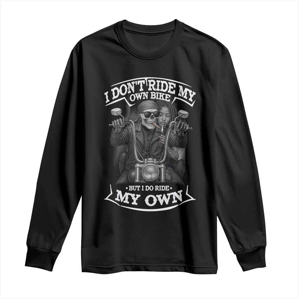 African American Motorcycle Long Sleeve Shirt Skeleton Biker - Wonder Print Shop