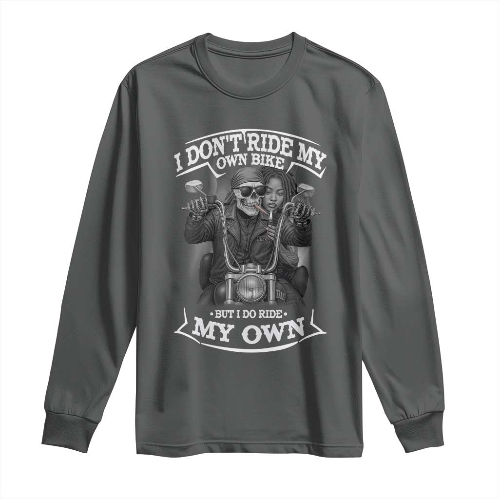 African American Motorcycle Long Sleeve Shirt Skeleton Biker - Wonder Print Shop