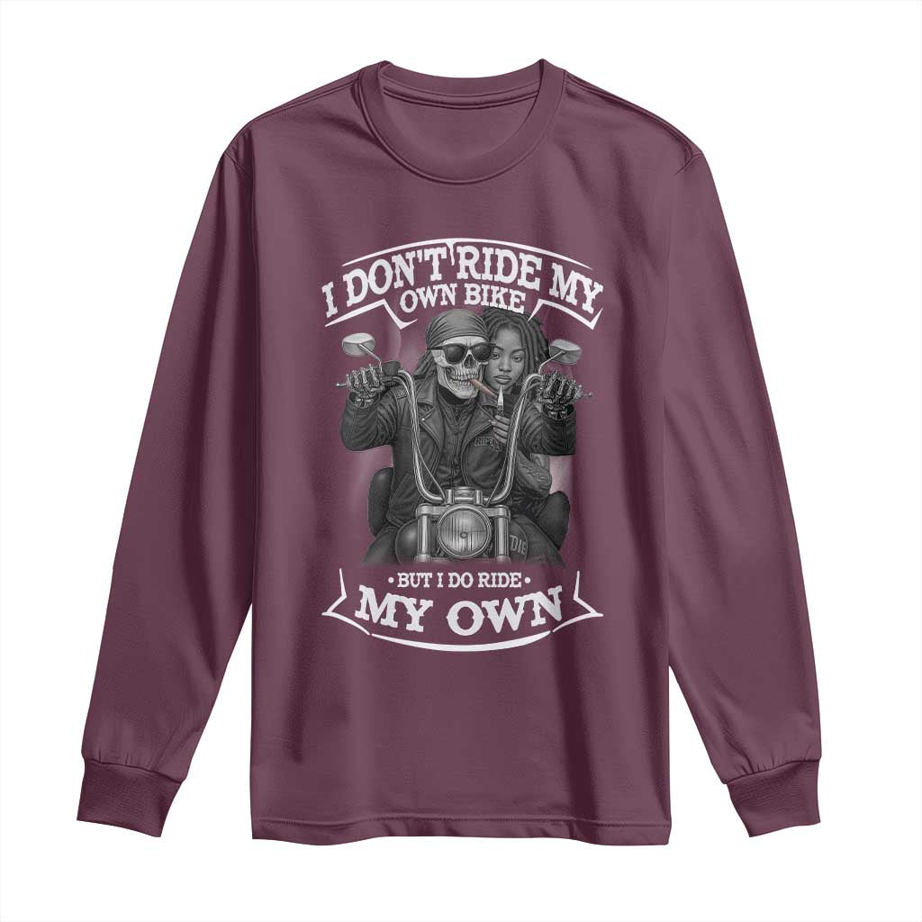 African American Motorcycle Long Sleeve Shirt Skeleton Biker - Wonder Print Shop