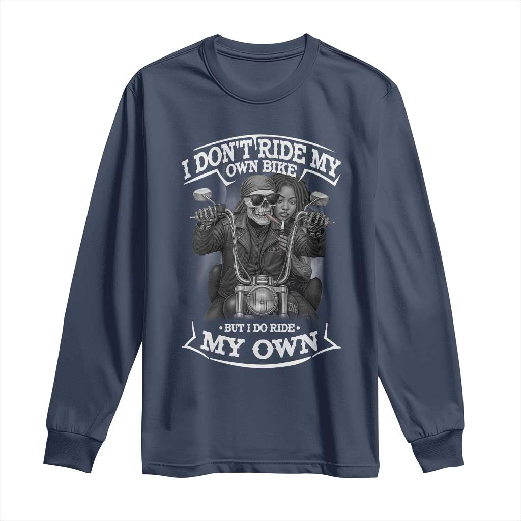 African American Motorcycle Long Sleeve Shirt Skeleton Biker - Wonder Print Shop