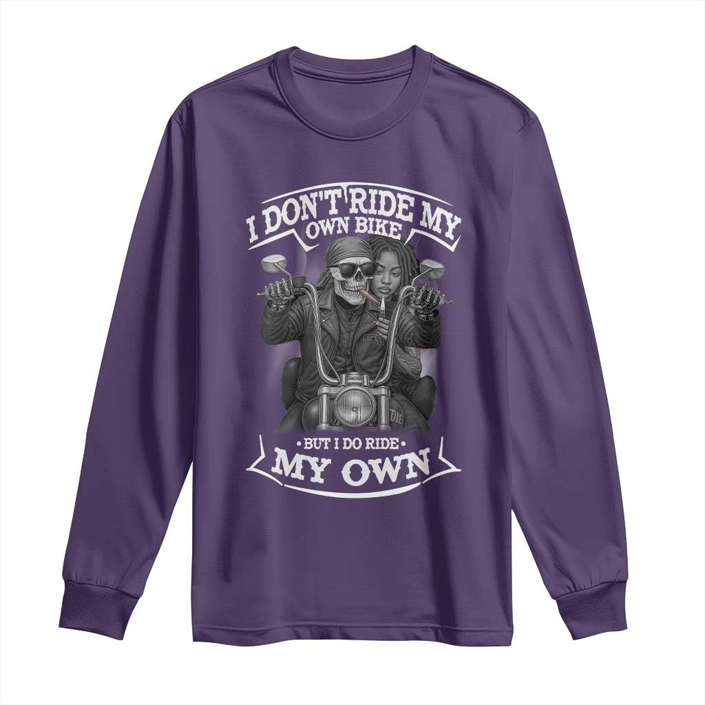 African American Motorcycle Long Sleeve Shirt Skeleton Biker - Wonder Print Shop