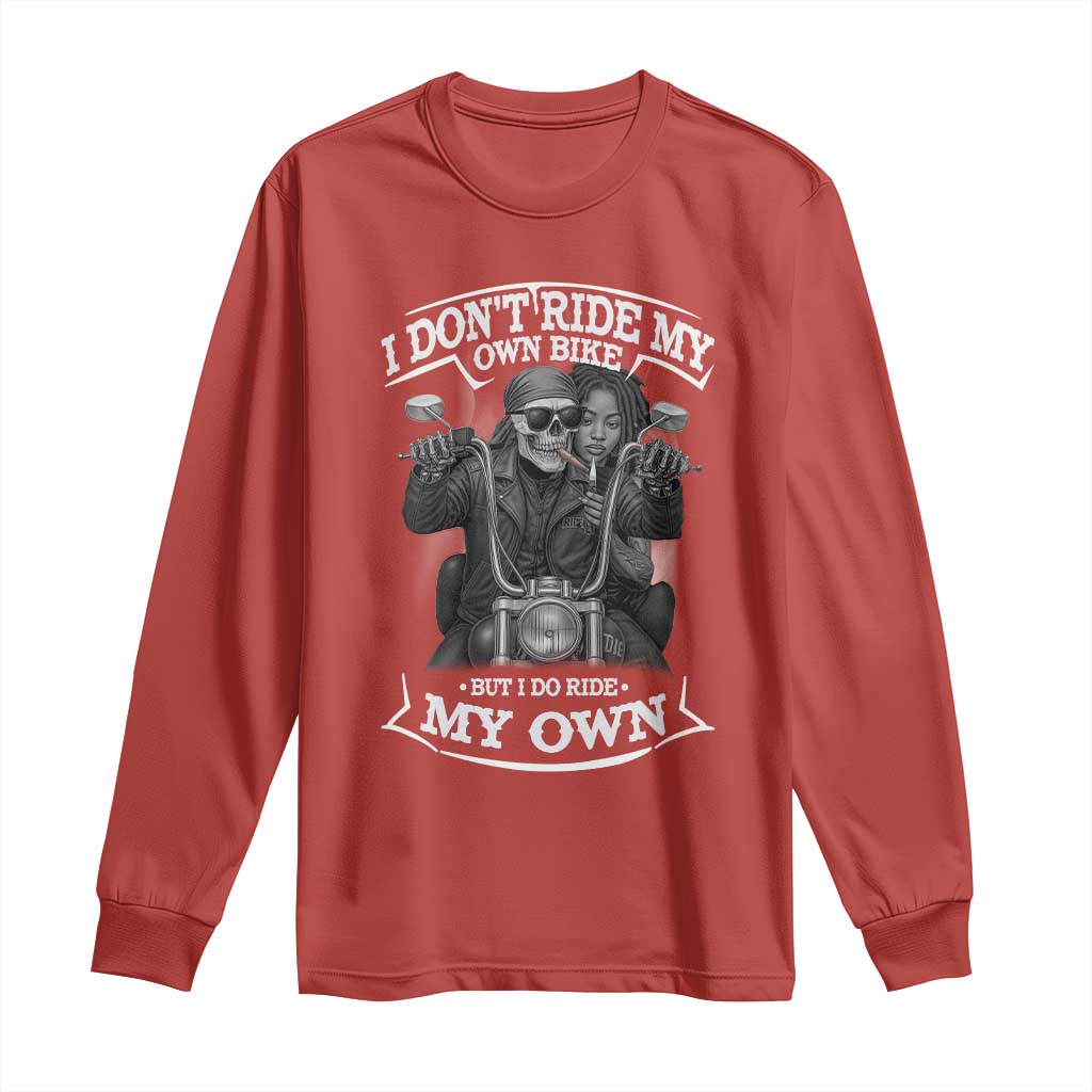 African American Motorcycle Long Sleeve Shirt Skeleton Biker - Wonder Print Shop