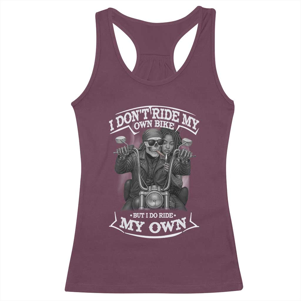 African American Motorcycle Racerback Tank Top Skeleton Biker - Wonder Print Shop