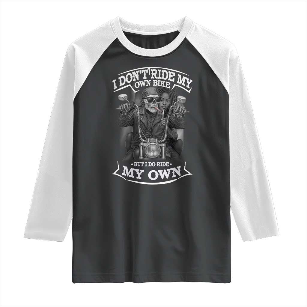 African American Motorcycle Raglan Shirt Skeleton Biker - Wonder Print Shop