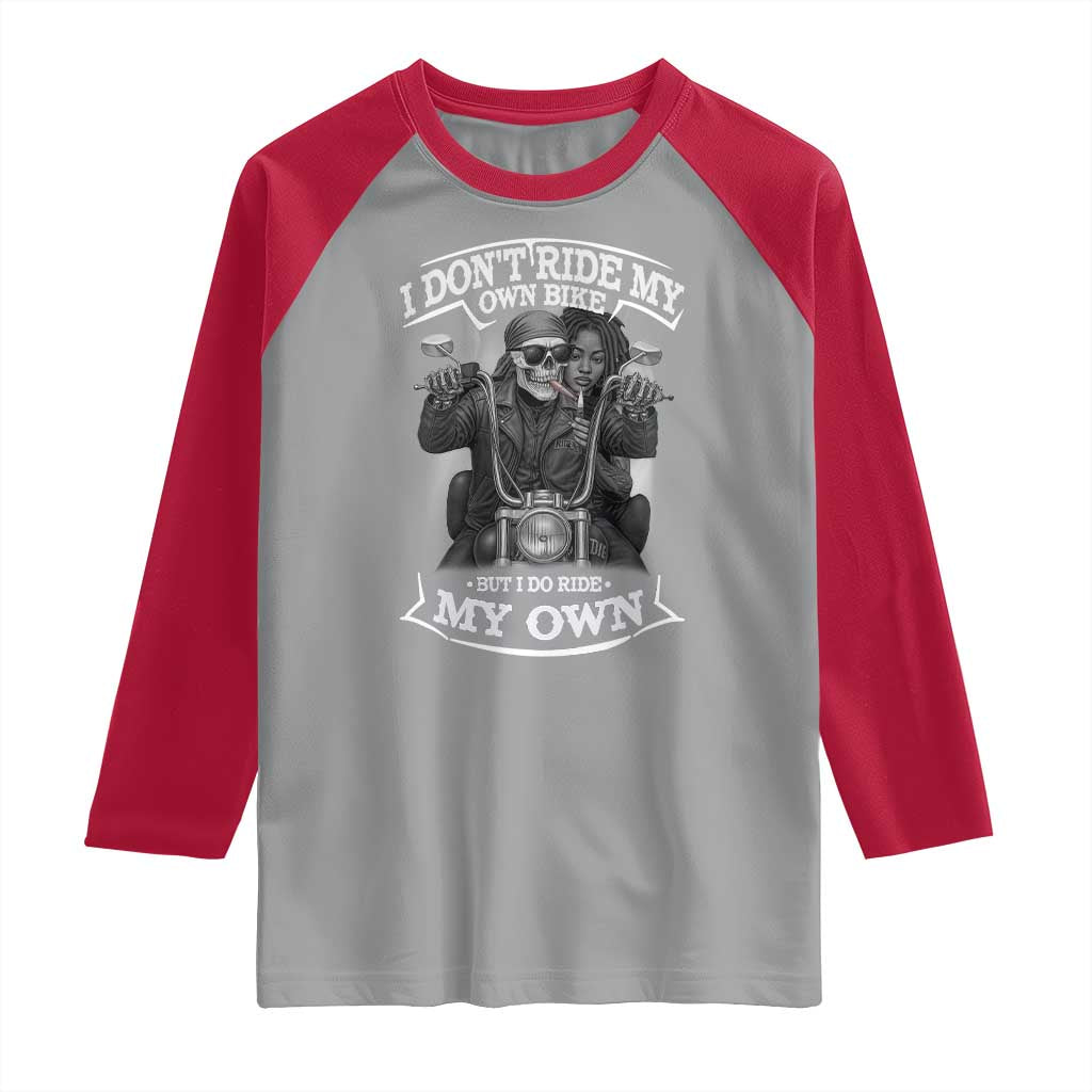 African American Motorcycle Raglan Shirt Skeleton Biker - Wonder Print Shop