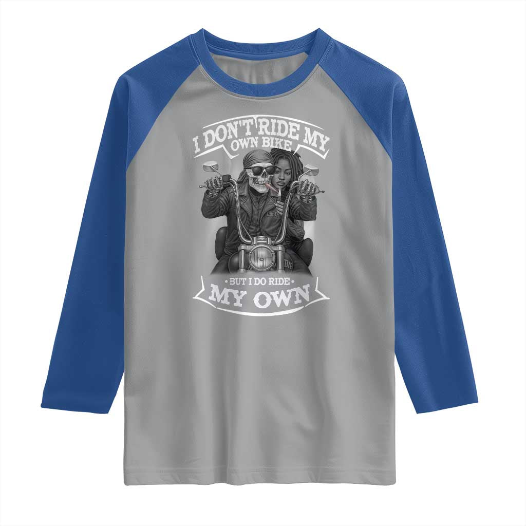 African American Motorcycle Raglan Shirt Skeleton Biker - Wonder Print Shop