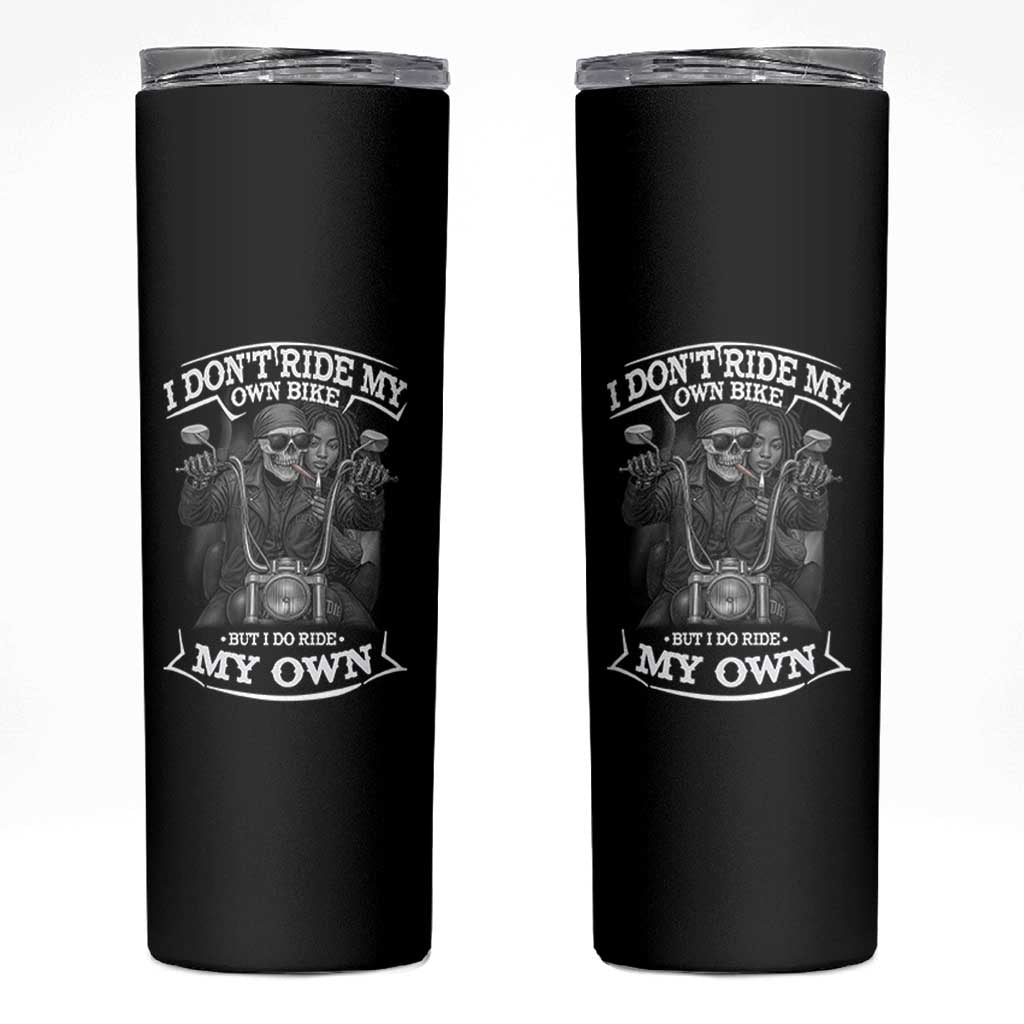 African American Motorcycle Skinny Tumbler Skeleton Biker