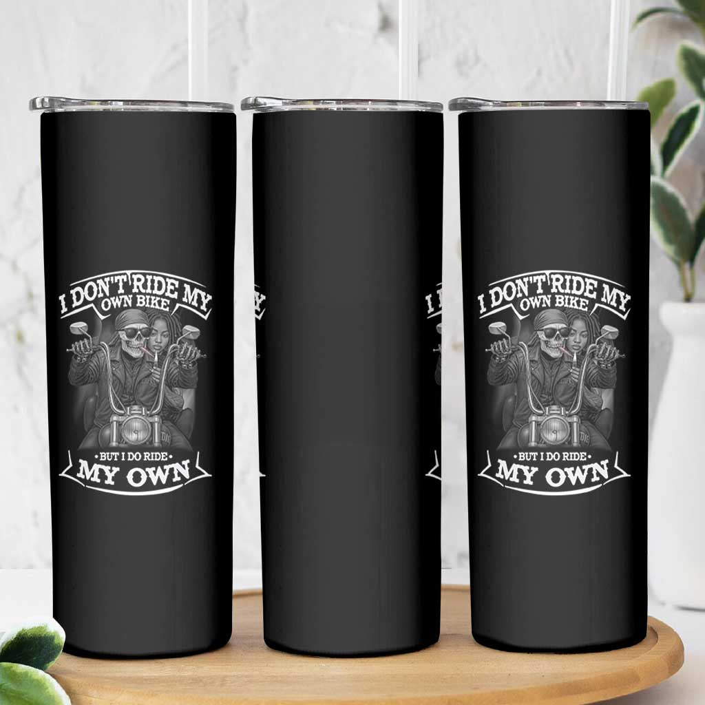 African American Motorcycle Skinny Tumbler Skeleton Biker