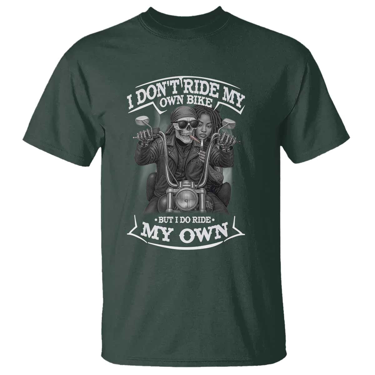 African American Motorcycle T Shirt Skeleton Biker - Wonder Print Shop