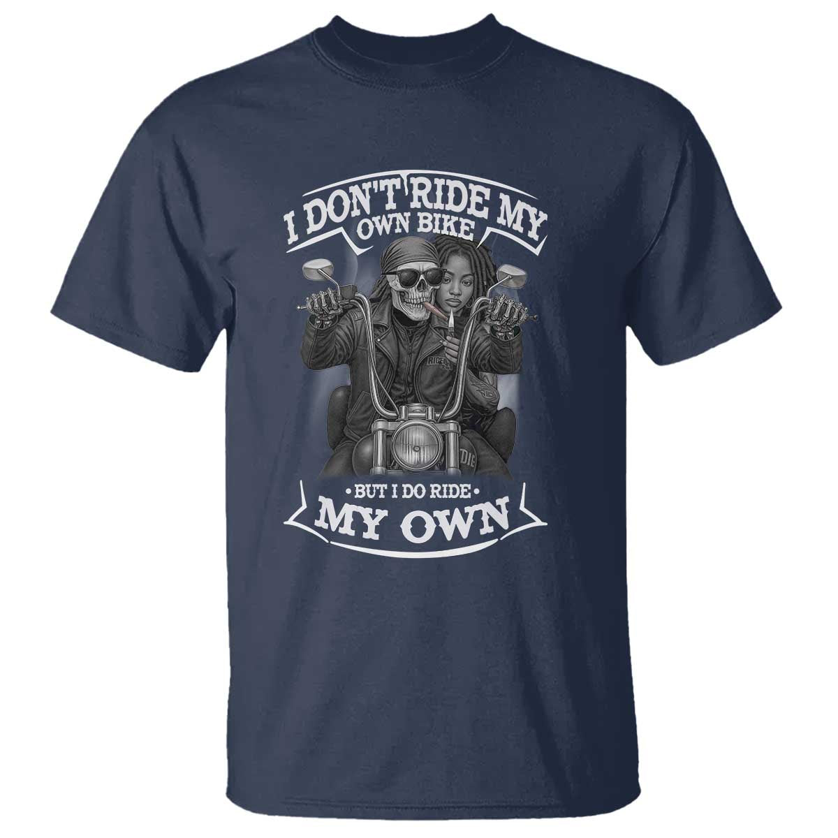 African American Motorcycle T Shirt Skeleton Biker - Wonder Print Shop