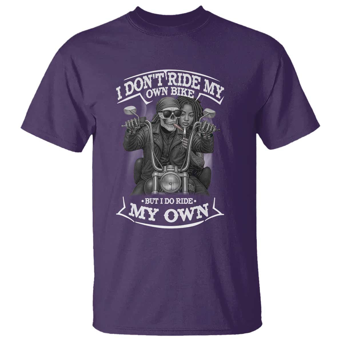 African American Motorcycle T Shirt Skeleton Biker - Wonder Print Shop