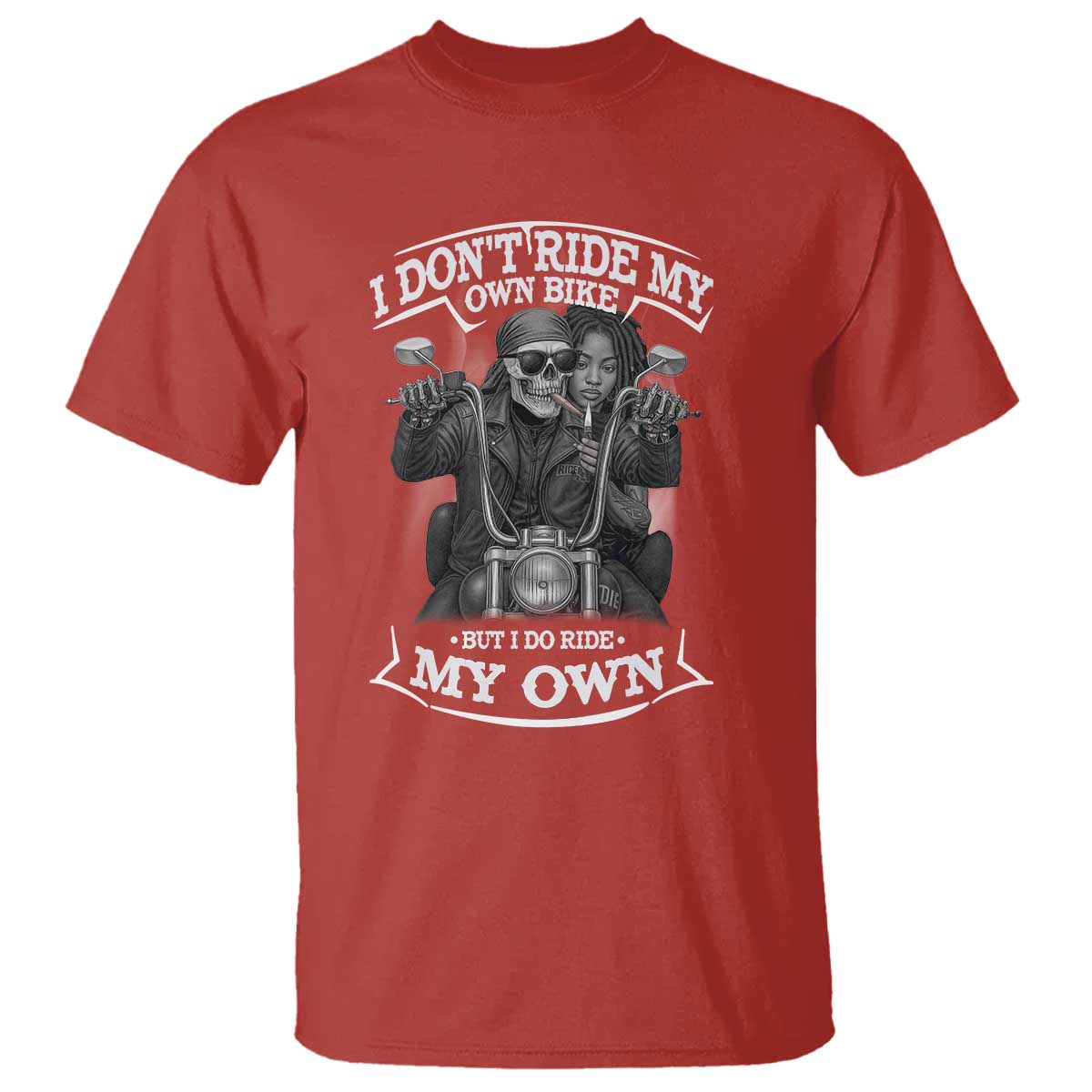 African American Motorcycle T Shirt Skeleton Biker - Wonder Print Shop
