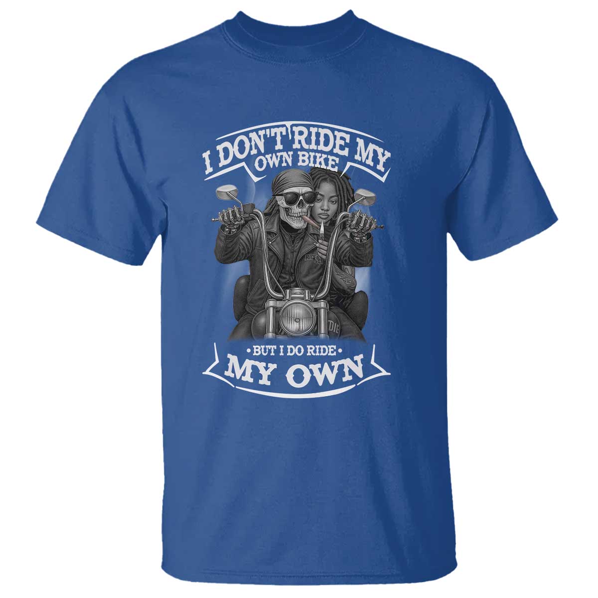 African American Motorcycle T Shirt Skeleton Biker - Wonder Print Shop