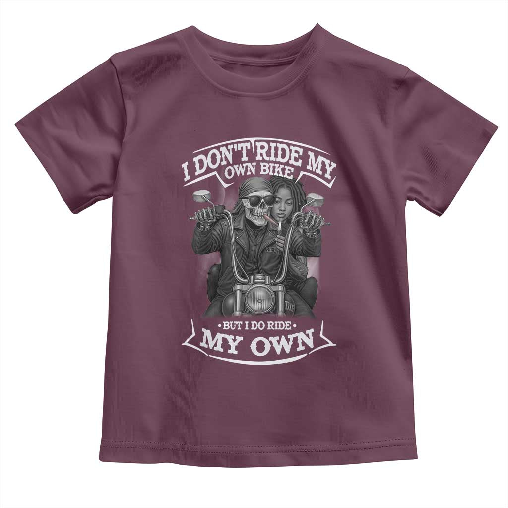 African American Motorcycle Toddler T Shirt Skeleton Biker - Wonder Print Shop