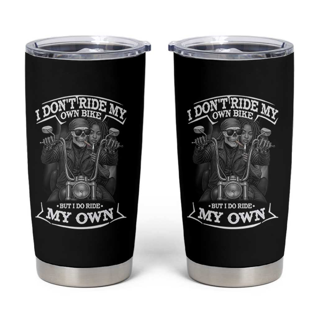 African American Motorcycle Tumbler Cup Skeleton Biker