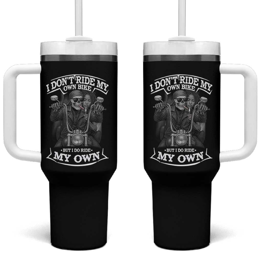 African American Motorcycle Tumbler With Handle Skeleton Biker