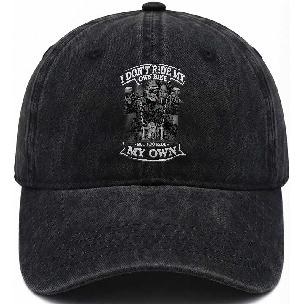 African American Motorcycle Washed Cotton Baseball Cap Skeleton Biker