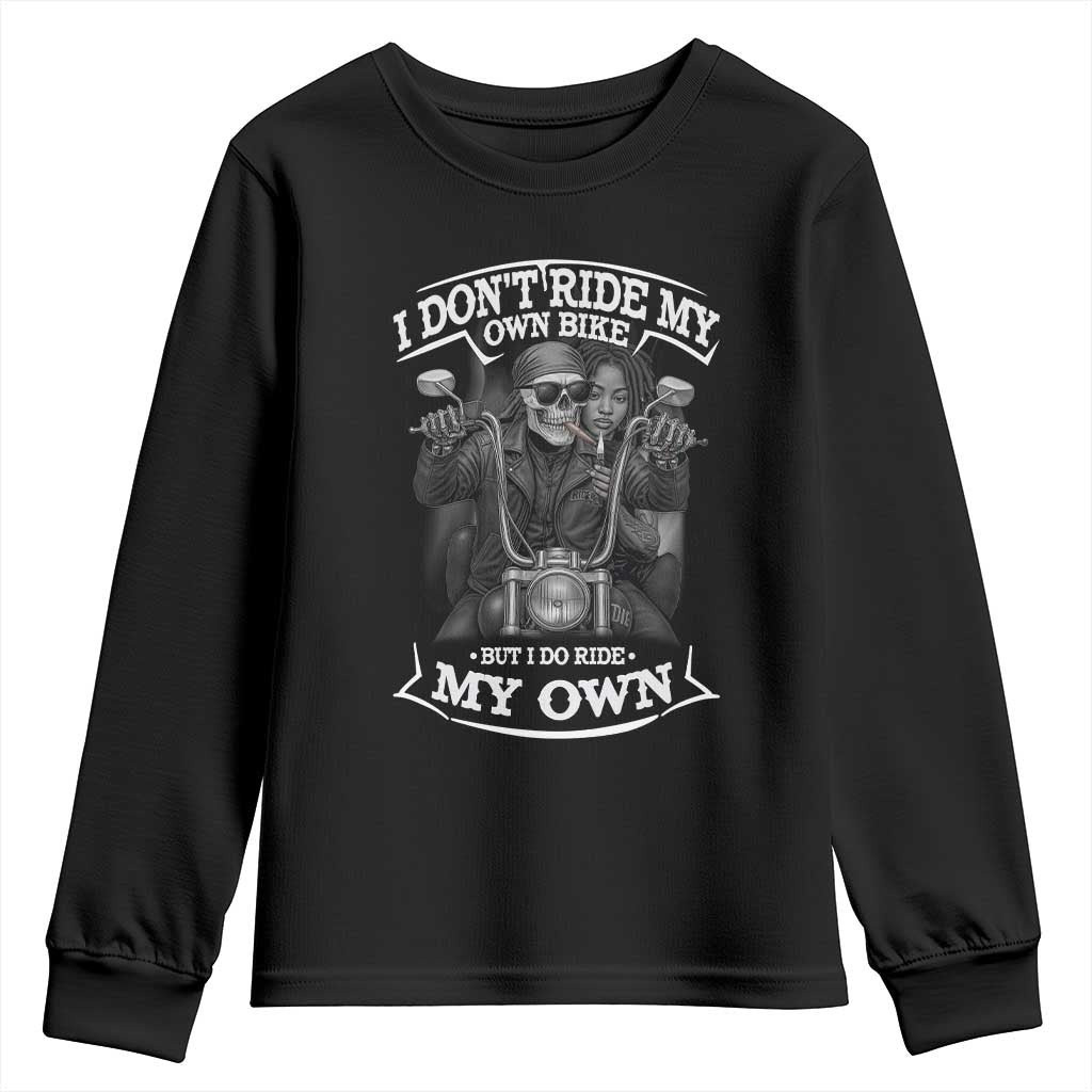 African American Motorcycle Youth Sweatshirt Skeleton Biker - Wonder Print Shop