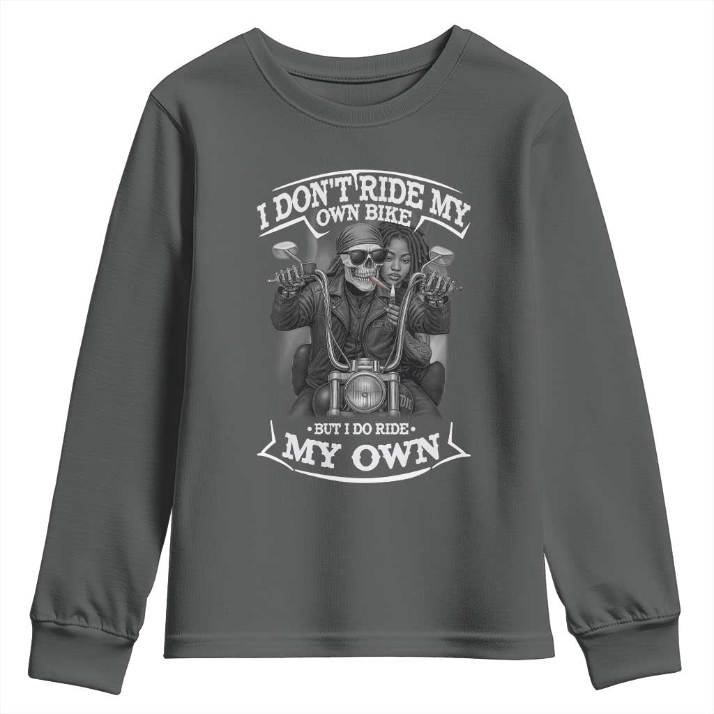 African American Motorcycle Youth Sweatshirt Skeleton Biker - Wonder Print Shop