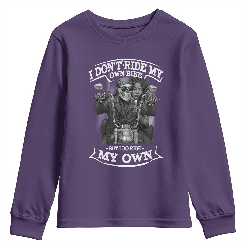 African American Motorcycle Youth Sweatshirt Skeleton Biker - Wonder Print Shop