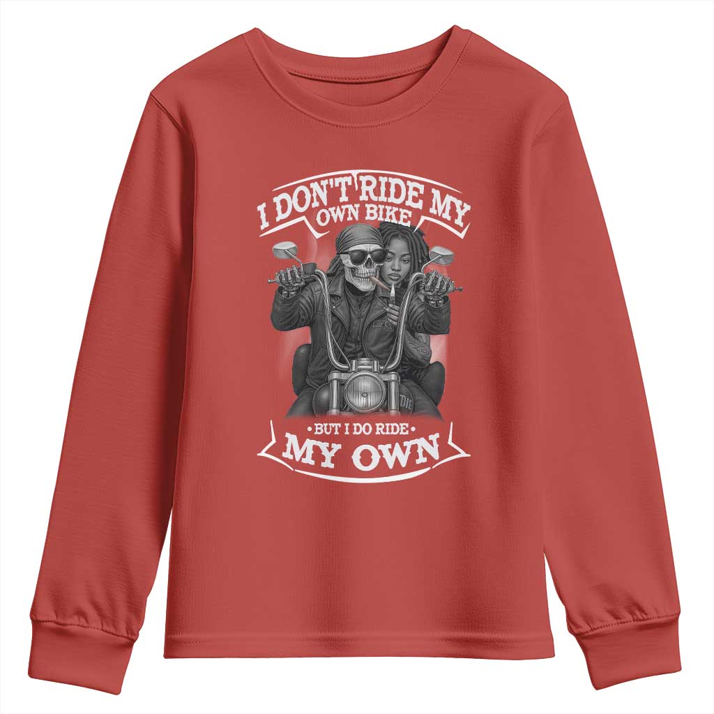African American Motorcycle Youth Sweatshirt Skeleton Biker - Wonder Print Shop