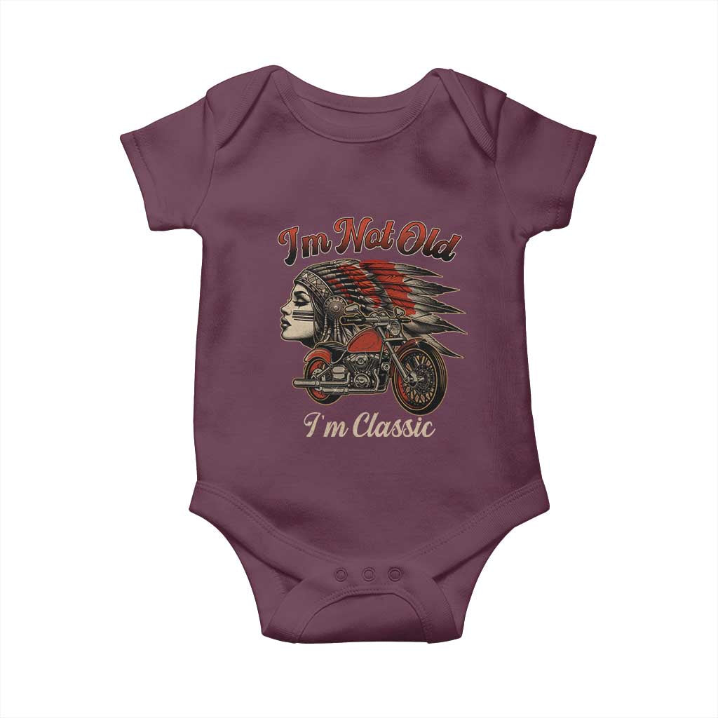 Funny Native American Biker Baby Onesie I Am Not Old I Am Classic - Wonder Print Shop
