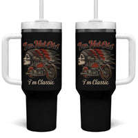 Funny Native American Biker Tumbler With Handle I Am Not Old I Am Classic