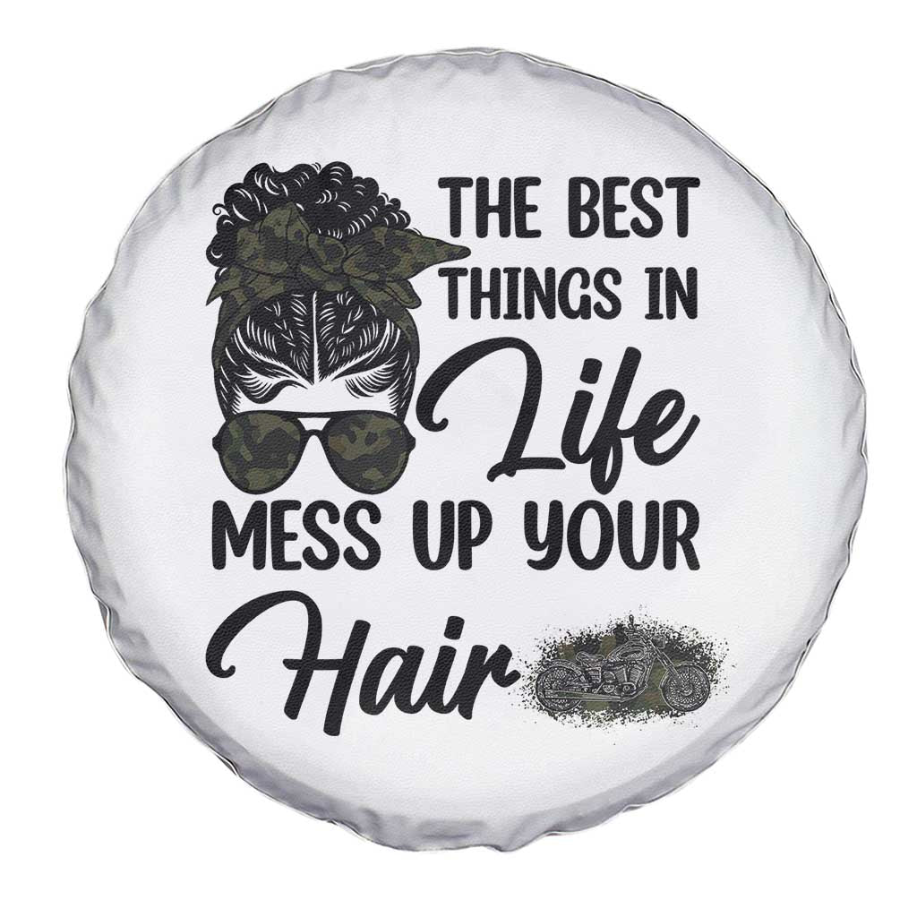 Funny Biker Woman Spare Tire Cover The Best Things In Life Mess Up Your Hair - Wonder Print Shop