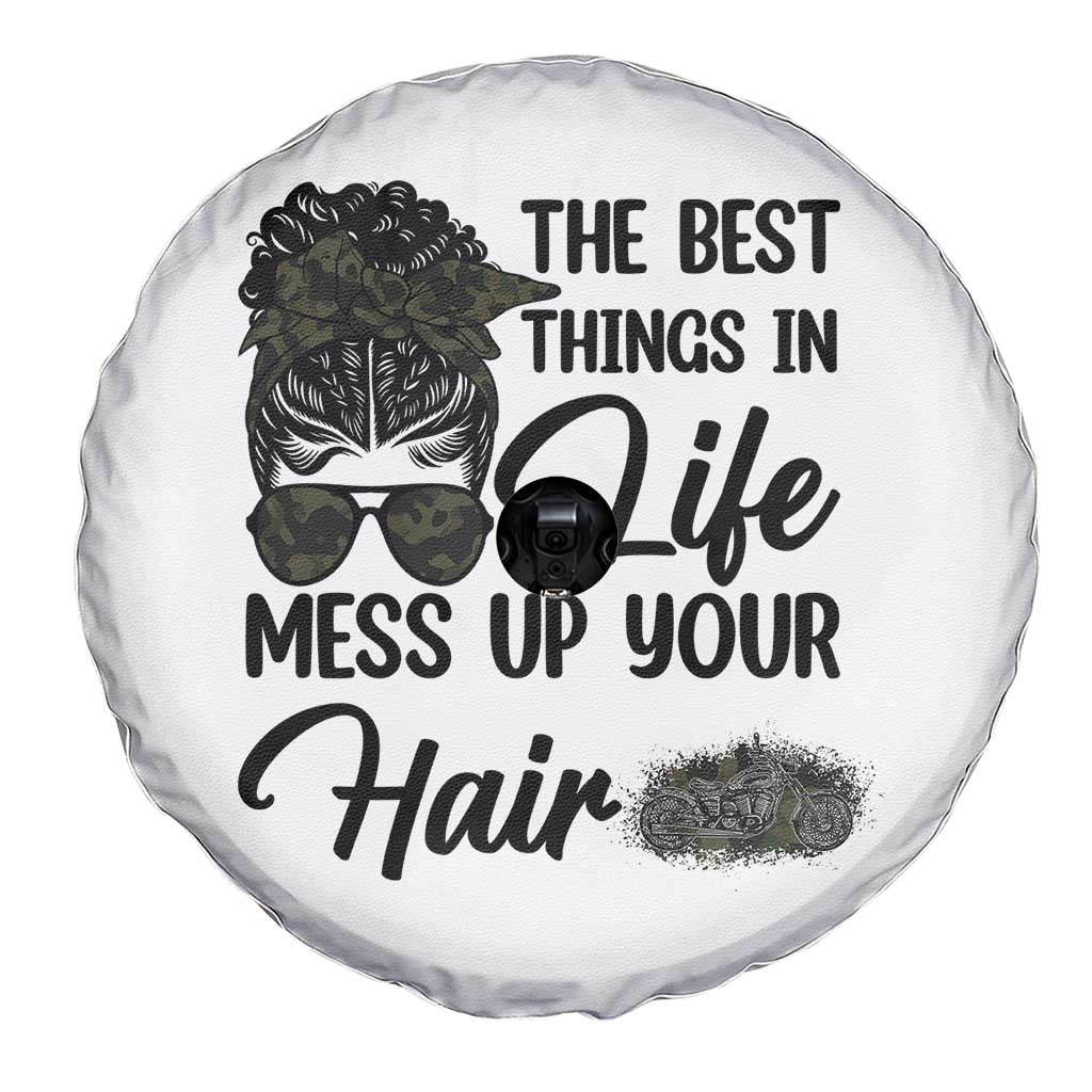 Funny Biker Woman Spare Tire Cover The Best Things In Life Mess Up Your Hair - Wonder Print Shop