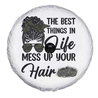 Funny Biker Woman Spare Tire Cover The Best Things In Life Mess Up Your Hair - Wonder Print Shop