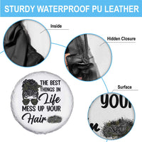 Funny Biker Woman Spare Tire Cover The Best Things In Life Mess Up Your Hair - Wonder Print Shop