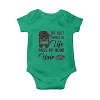 Funny Biker Woman Baby Onesie The Best Things In Life Mess Up Your Hair - Wonder Print Shop