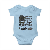 Funny Biker Woman Baby Onesie The Best Things In Life Mess Up Your Hair - Wonder Print Shop