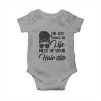 Funny Biker Woman Baby Onesie The Best Things In Life Mess Up Your Hair - Wonder Print Shop