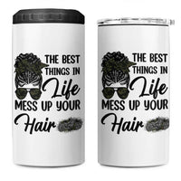 Funny Biker Woman 4 in 1 Can Cooler Tumbler The Best Things In Life Mess Up Your Hair