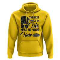 Funny Biker Woman Hoodie The Best Things In Life Mess Up Your Hair - Wonder Print Shop