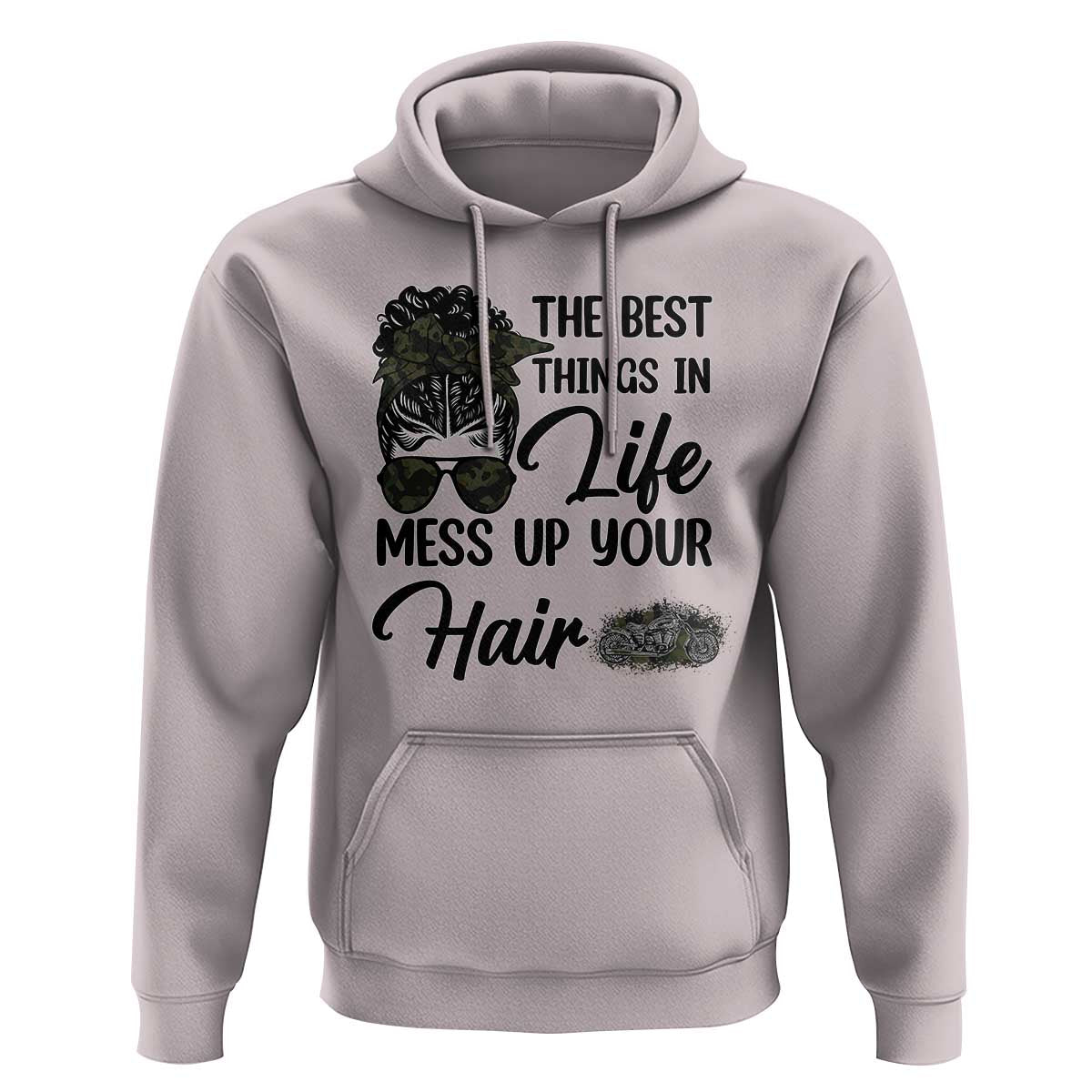 Funny Biker Woman Hoodie The Best Things In Life Mess Up Your Hair - Wonder Print Shop
