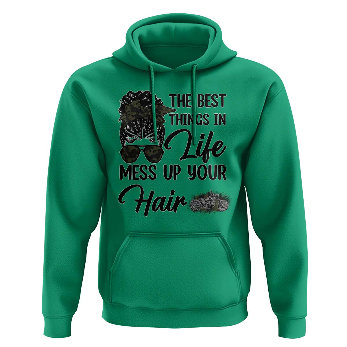 Funny Biker Woman Hoodie The Best Things In Life Mess Up Your Hair - Wonder Print Shop