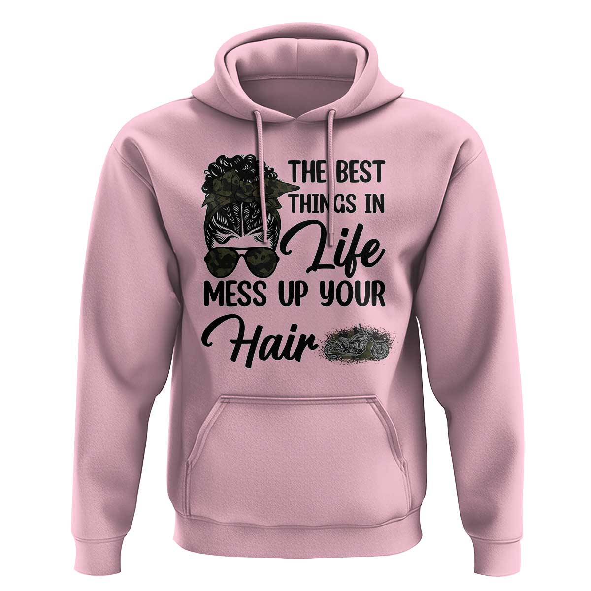 Funny Biker Woman Hoodie The Best Things In Life Mess Up Your Hair - Wonder Print Shop