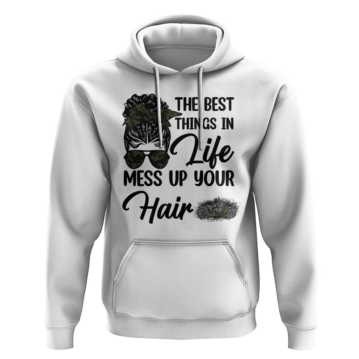 Funny Biker Woman Hoodie The Best Things In Life Mess Up Your Hair - Wonder Print Shop